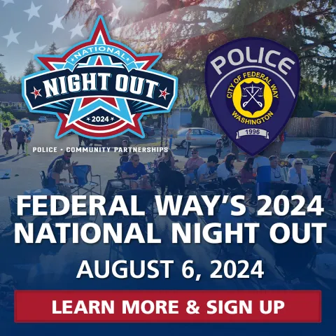 Flyer advertising National Night Out 2024 on August 6th 2024